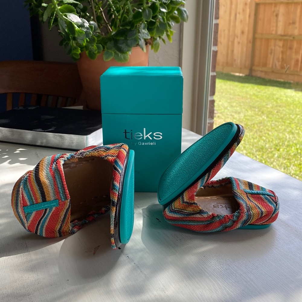 NEW, never worn Tieks size 8 Sunset Stripe